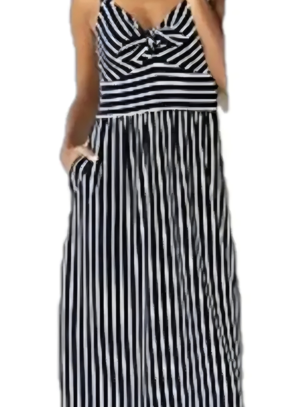 Draper James RSVP Women's Striped Midi Sundress Pockets Bow S. Resortwear